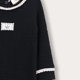 Babygrow with crochet trims + hat - black