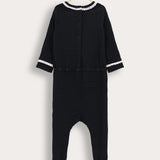 Babygrow with crochet trims + hat - black