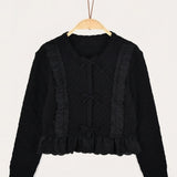 Lace Waffle Knit - Black