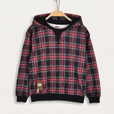 Plaid Print Sweatshirt - Black