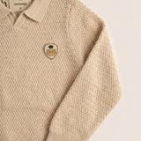 Patterned sweater + collar/neckline - stone collar