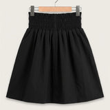 Classic skirt + shirring at the waist - black