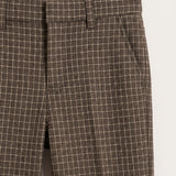 Checked knit pants - brown