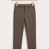 Checked knit pants - brown