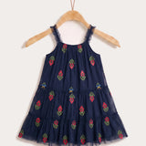 Pinafore + lace ribbons - navy