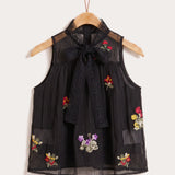 Vest and Lace Ribbon - Black