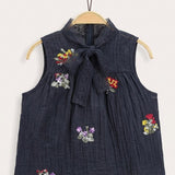 Vest and lace ribbon - Navy