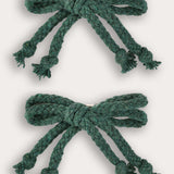 Pair of mini braided hairpins - green