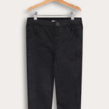 Corduroy tights with button - black
