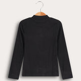 Half-Turtleneck Shirt - Black