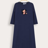 3/4 Sleeve Teddy Bear Nightgown - Blue