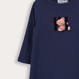 3/4 Sleeve Teddy Bear Nightgown - Blue