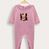 Babygrow with teddy bear patch - pink