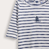 Babygro Striped with Ship Embroidery - Blue
