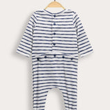 Babygro Striped with Ship Embroidery - Blue