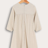 Pleated dress with print - beige
