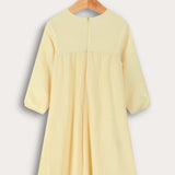 Ruched dress with print - yellow