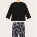 Leopard Print Baby Set - Blue