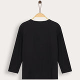 Ribbed top with print - black