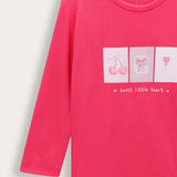 Ribbed T-shirt with print - Pink