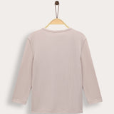 Ribbed top with print - Beige