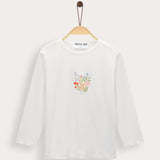 Ribbed top with print - white