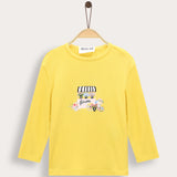 Ribbed T-shirt with print - yellow