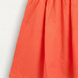 Bengaline Skirt with Elastic Waist - Orange