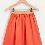 Bengaline Skirt with Elastic Waist - Orange