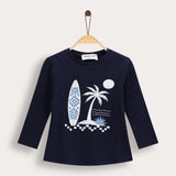 Ribbed top with print - navy