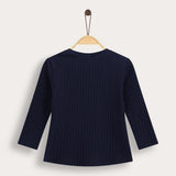 Ribbed top with print - navy