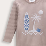 Rivet shirt with print - beige