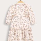 Dress with a colorful floral print - beige