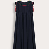 Bathrobe with pleats - Navy