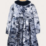 Fur collar dress - blue