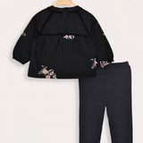 Floral embroidery set - black