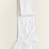 Girls' cotton tights - white