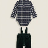 Baby Corduroy Set + Printed T-shirt - Green