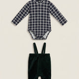 Baby Corduroy Set + Printed T-shirt - Green