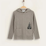 Hooded sweatshirt with print - beige