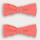 Pair of mini cotton lace pins - pink