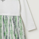Striped fabric combination dress - green