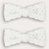 Pair of mini cotton lace pins - white