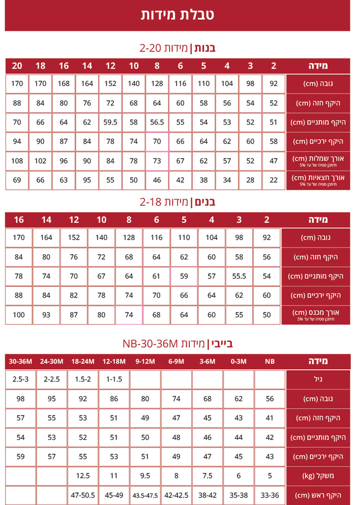 Size chart
