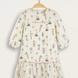 Floral dress with a button - pink