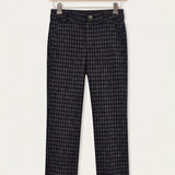 Stretchy plaid pants - blue