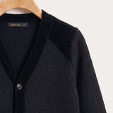 Cardigan with Mixed Knits - Black