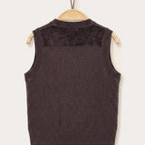 Cardigan with knit combination - brown
