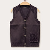 Cardigan with knit combination - brown
