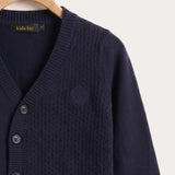 Cardigan with knitted panels - blue